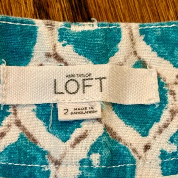 ANN TAYLOR LOFT~The Riviera Short~Teal Geometric Print~Linen Blend~Size 2~SKU109 - Picture 6 of 9